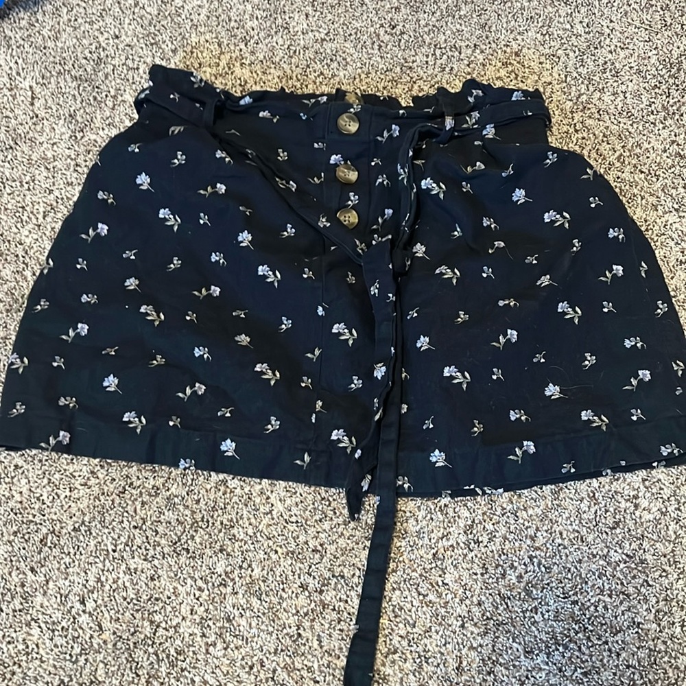 Blue and purple floral tie mini skirt